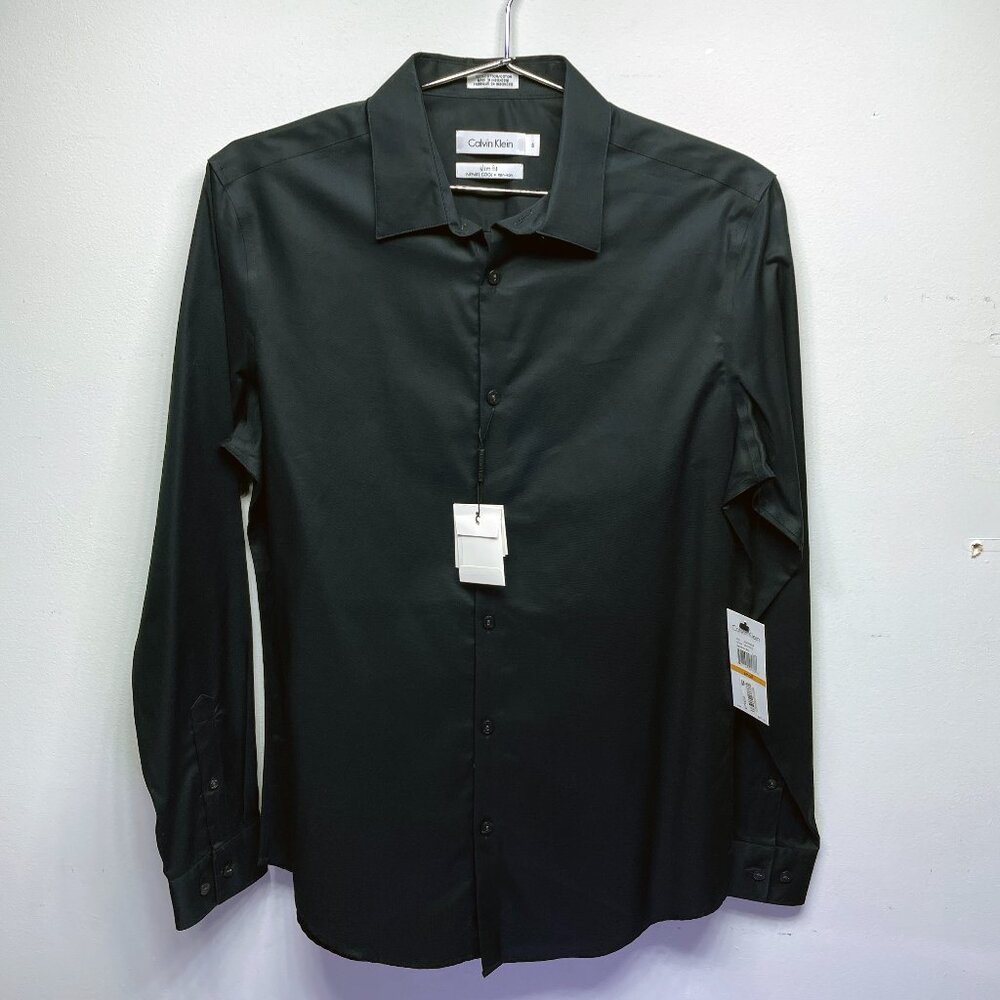 Men's Calvin Klein Slim Fit Infinite Cool Non-Iron Shirt - Black - Size Small